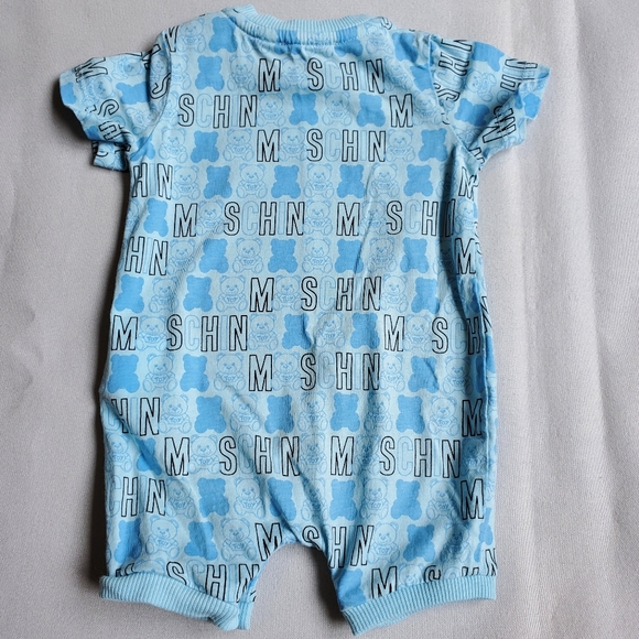NWT$200 Moschino Baby Boys Blue Logo Romper Sz 1-3 Month - Picture 8 of 11